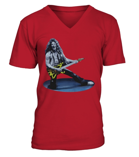 EDDIE VAN HALEN GUITAR NEW RARE T-SHIRT V-Neck T-shirt
