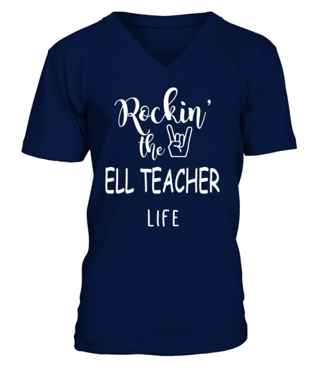 ELL TEACHER rockin V-Neck T-shirt