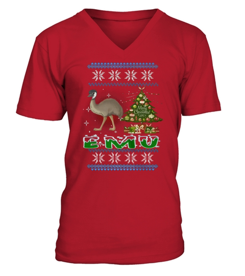 Emu Merry Christmas,Emu Black Friday,Emu Christmas Eve,Emu Noel,Emu Ugly Christmas Sweater V-Neck T-shirt
