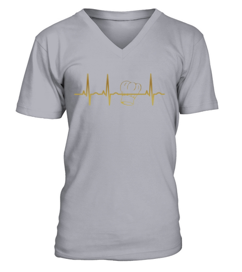 evolution ekg heartbeat kochen kochn köchin cook bday birthday gift V-Neck T-shirt