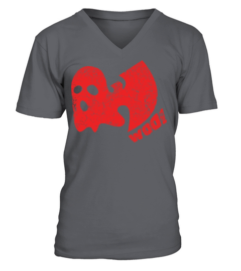 halloween ghost woo wutang red V-Neck T-shirt