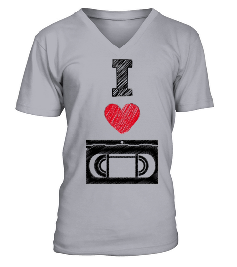 I Heart VHS Love Movie Video Style V-Neck T-shirt
