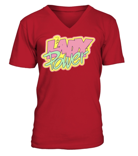 Lady Power Quote Color Stroke V-Neck T-shirt
