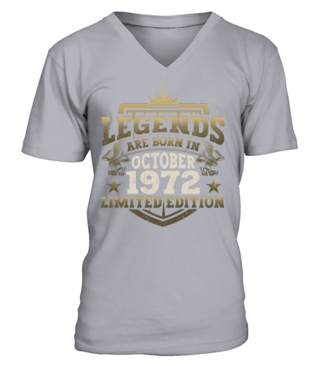 Legends Vintage October 1972 50th Birthday Gift V-Neck T-shirt