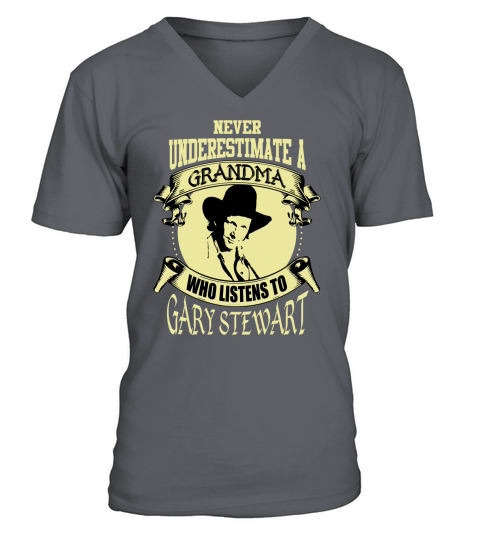 Never Underestimate A Grandma Who Listens To Gary Stewart - Unisex Long Sleeve V-Neck T-shirt