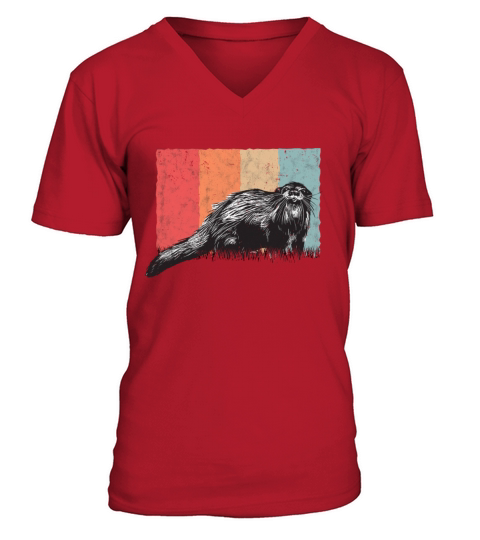 Otter Retro Vintage Sea V-Neck T-shirt