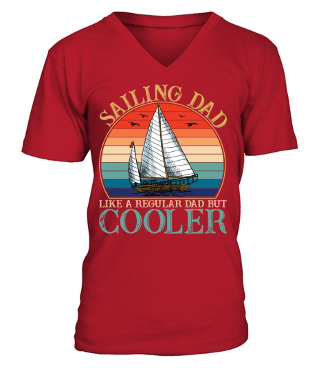 Sailing Dad Retro Sunset Fathers Day V-Neck T-shirt