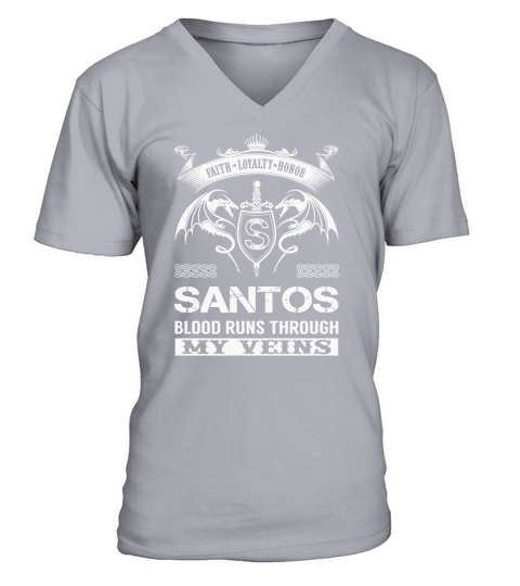 SANTOS Blood Runs Through My Veins Name Shirts V-Neck T-shirt