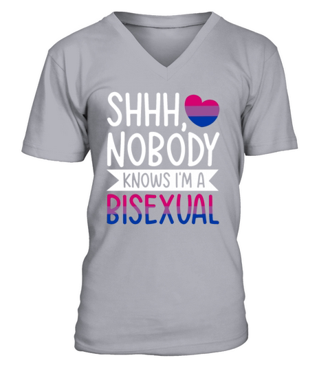 Shhh Nobody Knows I m a Bisexual LGBTQ Gay Pride V-Neck T-shirt