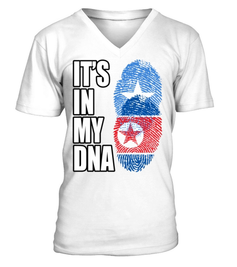 Somali And North Korean Vintage Heritage DNA Flag V-Neck T-shirt