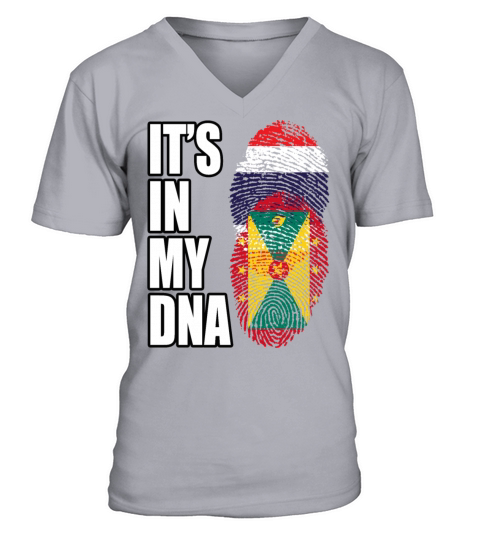 Thai And Grenadian Vintage Heritage DNA Flag V-Neck T-shirt