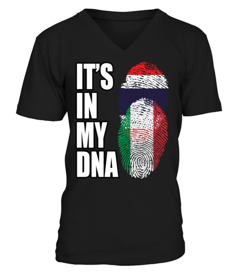 Thai And Italian Vintage Heritage DNA Flag V-Neck T-shirt