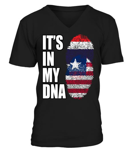 Thai And Liberian Vintage Heritage DNA Flag V-Neck T-shirt