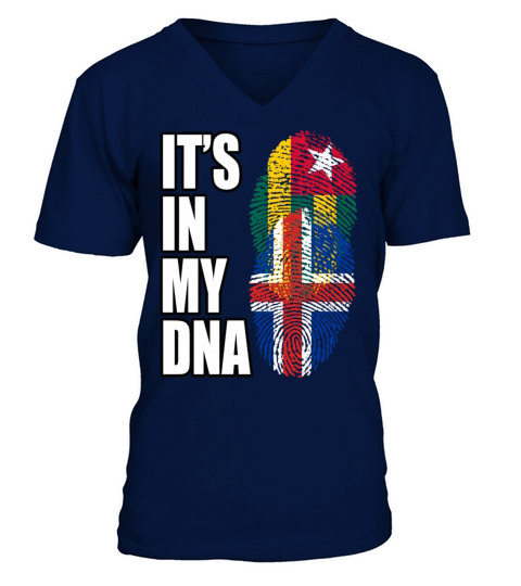 Togolese And Icelandic Mix Heritage DNA Flag V-Neck T-shirt