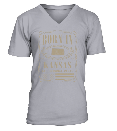 Vintage America US States Born Kansas V-Neck T-shirt