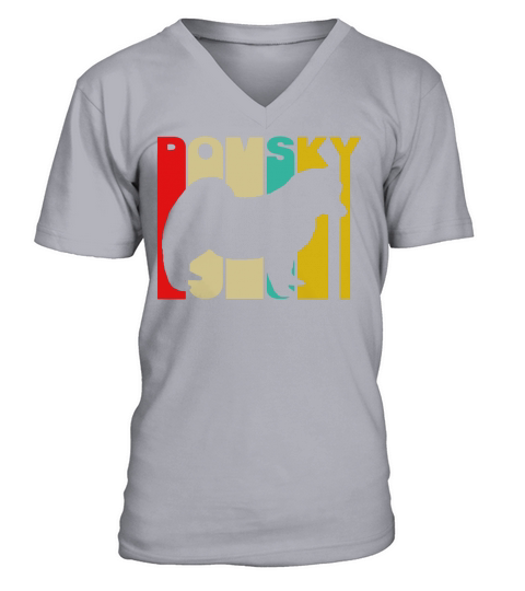 Vintage Style Pomsky Silhouette T-Shirt Black Youth B072PZHZZ1 1 V-Neck T-shirt