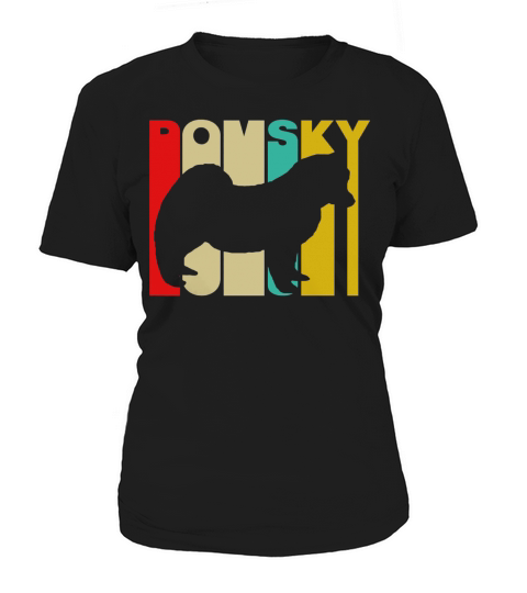 Vintage Style Pomsky Silhouette T-Shirt Black Youth B072PZHZZ1 1 Women's T-Shirt