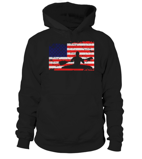 American Flag Kayaking Kayak Paddle Water T-Shirt Hoodie Unisex