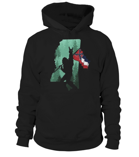 Bigfoot Rock And Roll Mississippi Flag In The Forest Hoodie Unisex