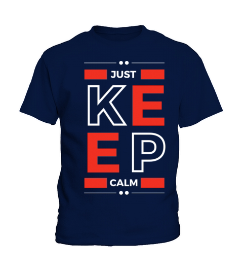Black Red Just Keep Calm Quote Typography Design Kids T-Shirt