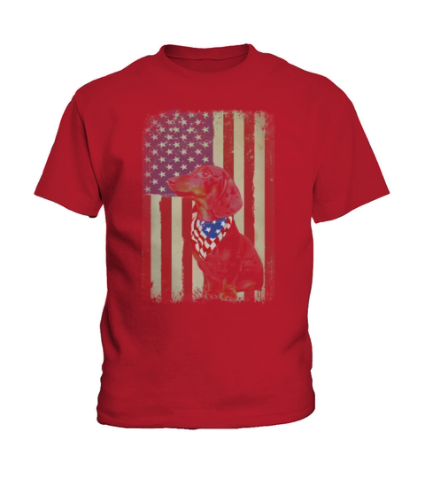 Dachshund flag US 4th Of July shirt Kids T-Shirt