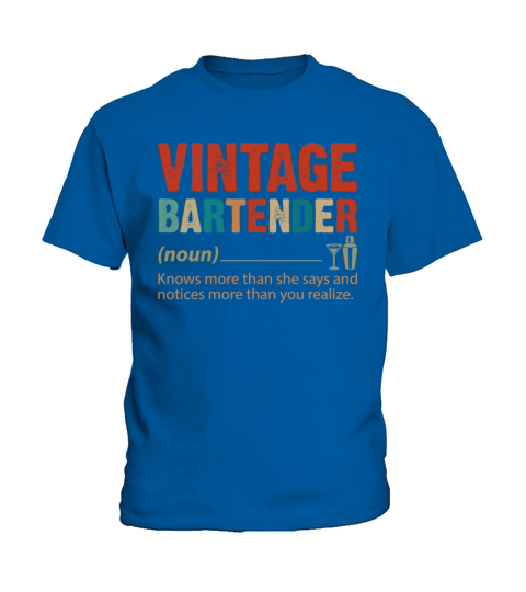 Vintage Bartender Knows More Than She Says Kids T-Shirt