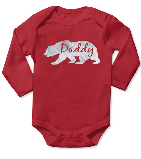 Daddy Bear Vintage Grandfather Dad Gift Fathers Day T-Shirt Long Sleeve Baby One-Piece