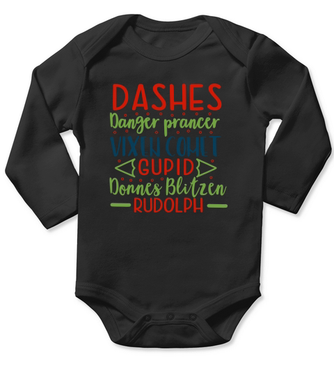 dashes danger prance vixen comet gupid donnes blitzen rudolph 01 Long Sleeve Baby One-Piece