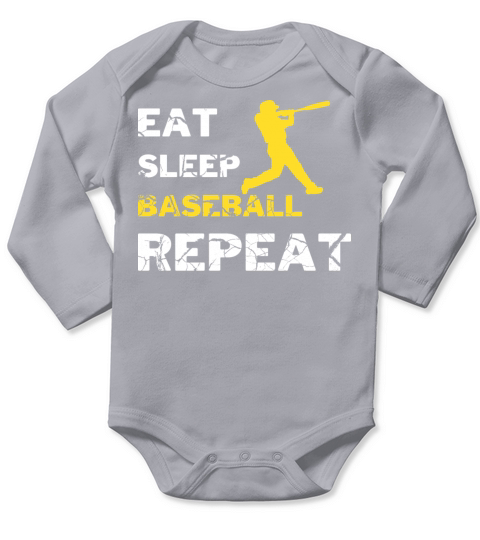 EAT SLEEP BASEBALL REPEAT Long Sleeve Baby One-Piece