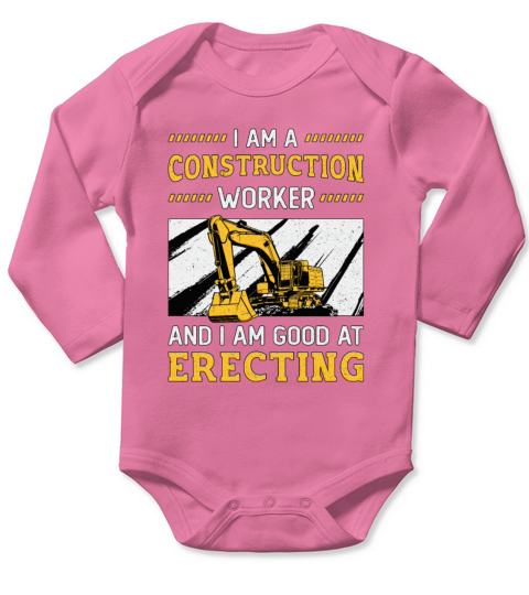Excavator Driver Retro I Am A Construction Worker Long Sleeve Baby One-Piece