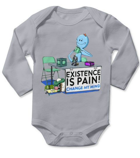 Existence is Pain change my mind coffee Long Sleeve Baby One-Piece