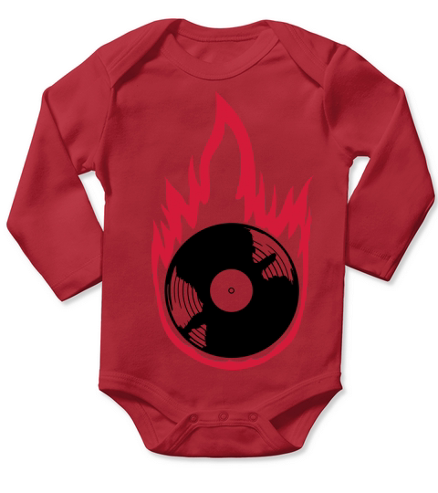 fire vinyl record music Long Sleeve Baby One-Piece