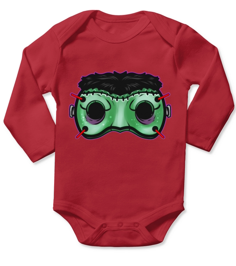 Green Monster Mask Costume For Long Sleeve Baby One-Piece
