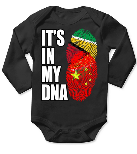 Guyanese And Chinese Mix Heritage DNA Flag Long Sleeve Baby One-Piece