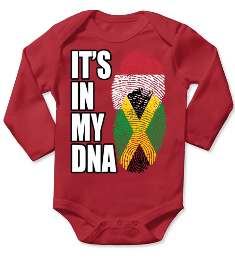 Hungarian And Jamaican Mix Heritage DNA Flag Long Sleeve Baby One-Piece