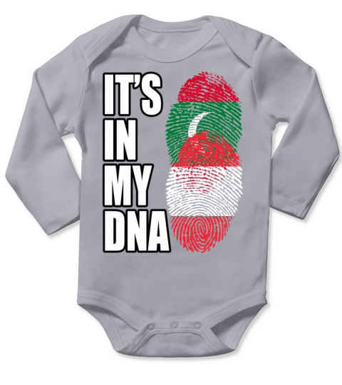 Maldivian And Austrian Mix Heritage DNA Flag Long Sleeve Baby One-Piece