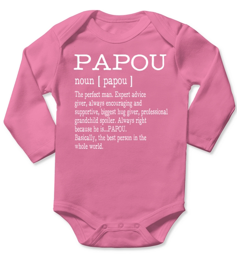 Papou Definition Grandpa Fathers Day Long Sleeve Baby One-Piece