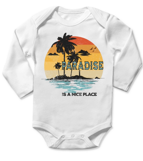 Paradise Is A Nice Place Summer Beach Vintage Long Sleeve Baby One-Piece