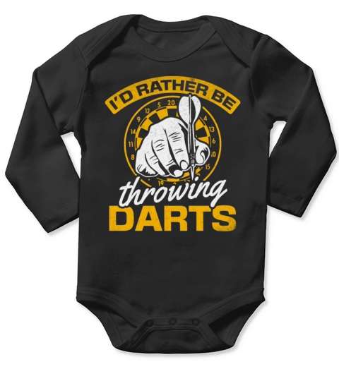 Playing Darts Player Darts Game Id Rather Be Long Sleeve Baby One-Piece