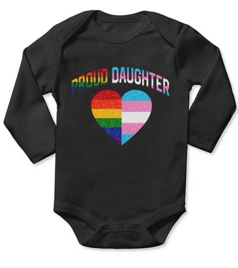 Proud Daughter Rainbow Lgbt Transgender Pride Month Long Sleeve Baby One-Piece