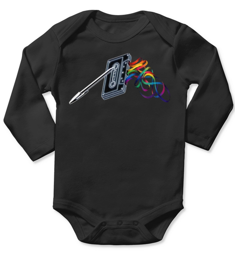 Rainbow Vintage Cassette Long Sleeve Baby One-Piece