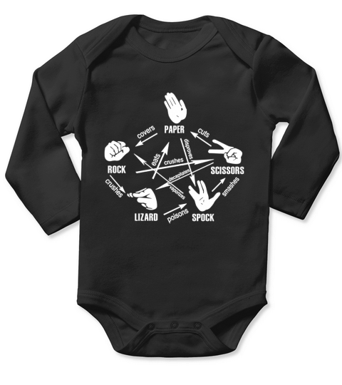 Rock Paper Scissors Lizard Spock Sheldon Cooper - Unisex Long Sleeve Long Sleeve Baby One-Piece