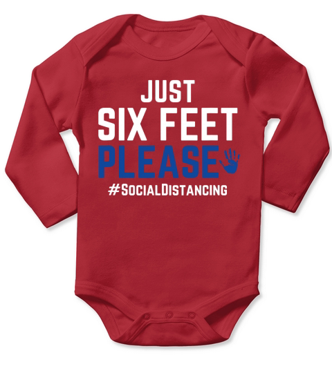 Six Feet Please Social Distancing T-Shirt Long Sleeve Baby One-Piece