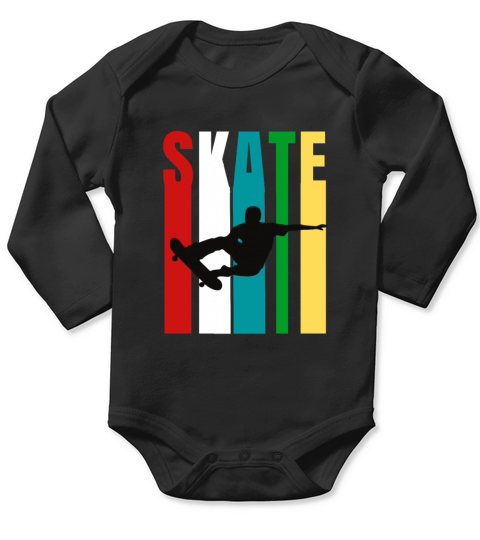 Skateboarder Retro Vintage Design Skateboarding Long Sleeve Baby One-Piece