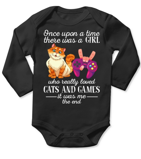 There Was A Girl Who Really Loved Cats And Games Long Sleeve Baby One-Piece