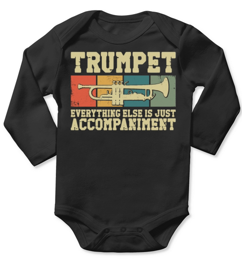 Trumpet Player Vintage Retro Long Sleeve Baby One-Piece