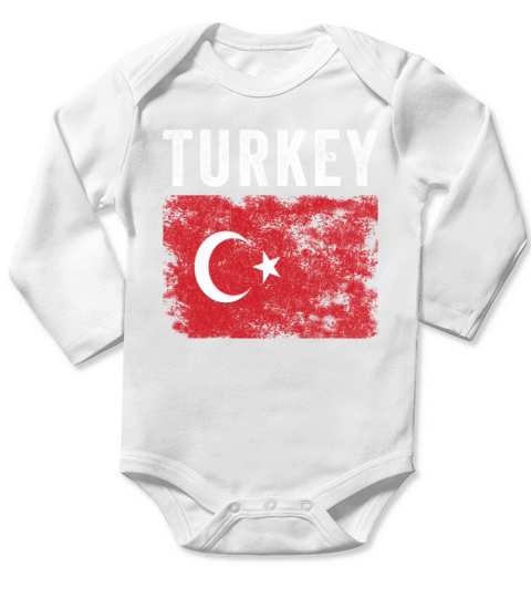 Turkey Flag Distressed - Turkish Flag Long Sleeve Baby One-Piece