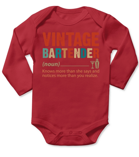 Vintage Bartender Knows More Than She Says Long Sleeve Baby One-Piece