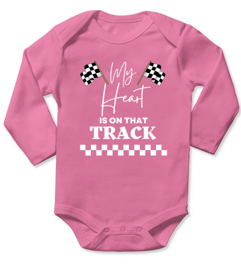 Vintage Cute My Heart Is On That Track Drag Racing Long Sleeve Baby One-Piece