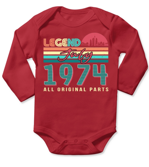 Vintage In July 1974 Long Sleeve Baby One-Piece